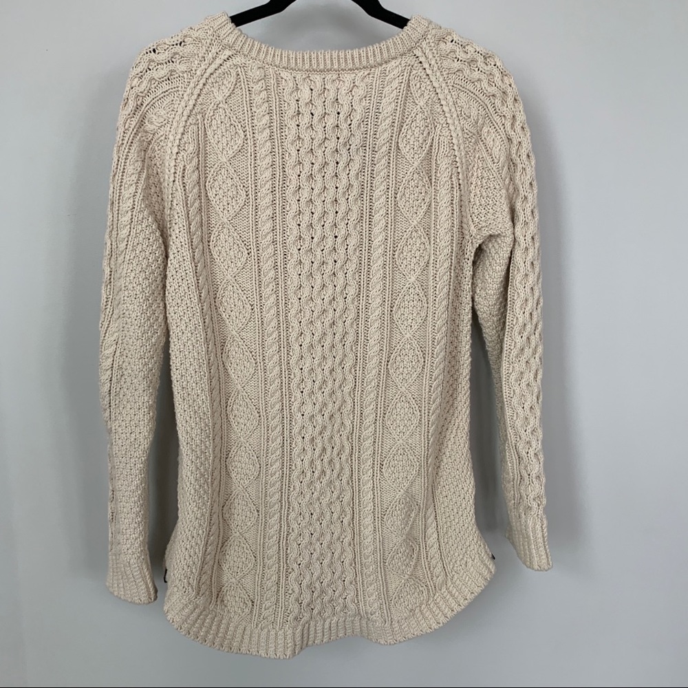 L.L. Bean Signature 100% Cotton Cream Cable Knit Sweater w/Side Zipper Size M - Picture 2 of 9